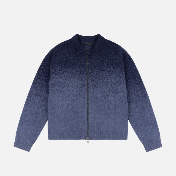 Dime MTL - Mohair Double Zip Knitted Cardigan - Midnight Blue