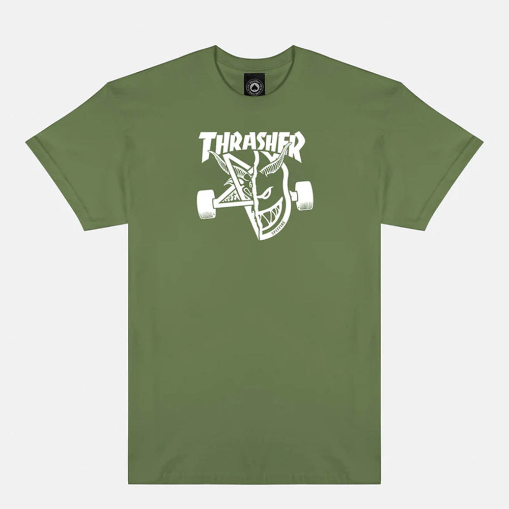 Thrasher Magazine - Spitfire Thrash & Burn T-Shirt - Military Green
