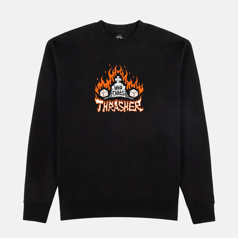 Thrasher - Neckface Who Cares Crewneck Sweatshirt - Black