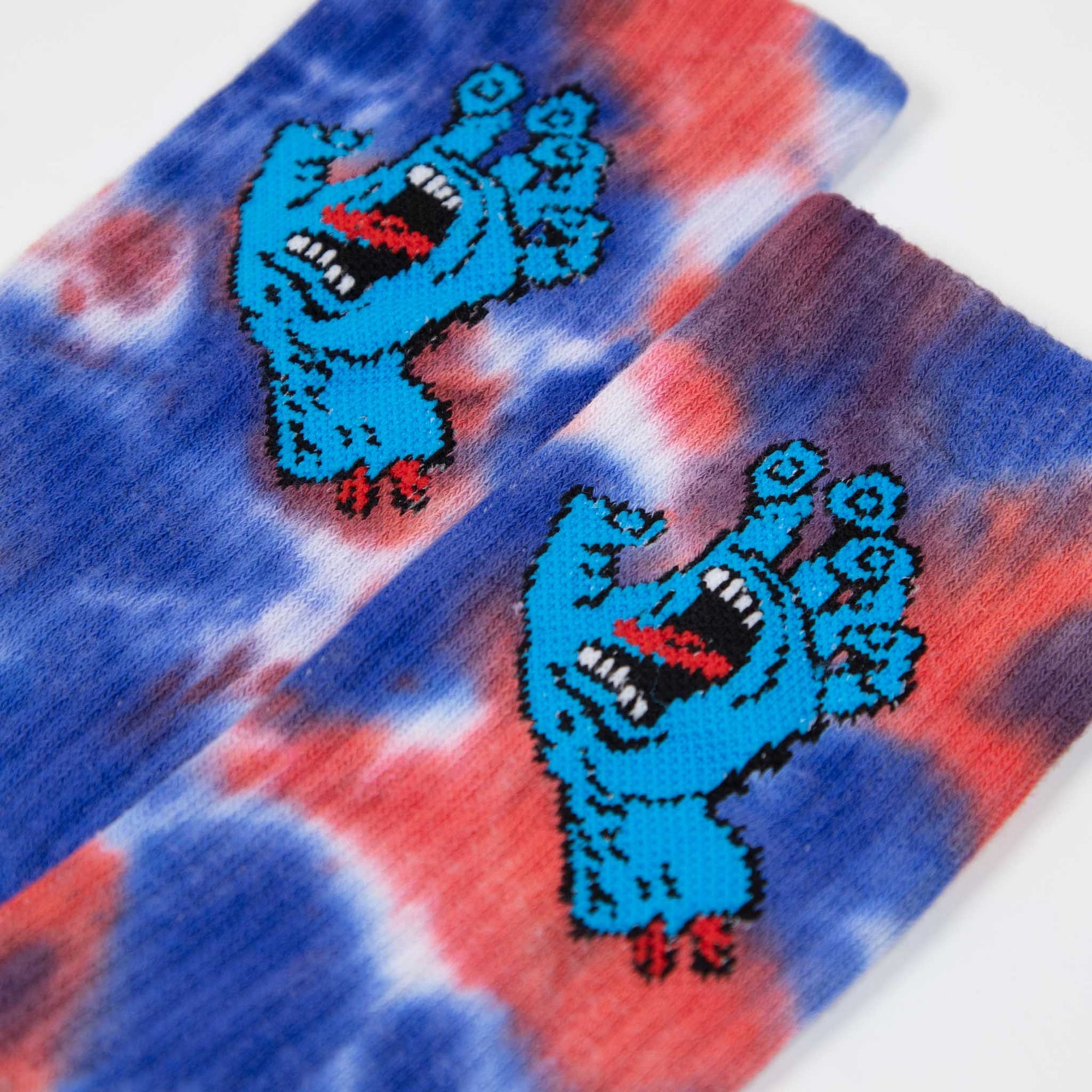 Santa Cruz - Screaming Hand Tie Dye Socks - White / Cobalt / Astro Dust