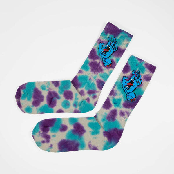 Santa Cruz - Screaming Hand Tie Dye Socks - Oat / Purple / Aqua
