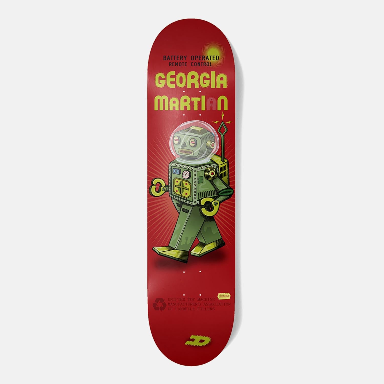 Toy Machine - 8.25" Georgia Martin Robot Skateboard Deck