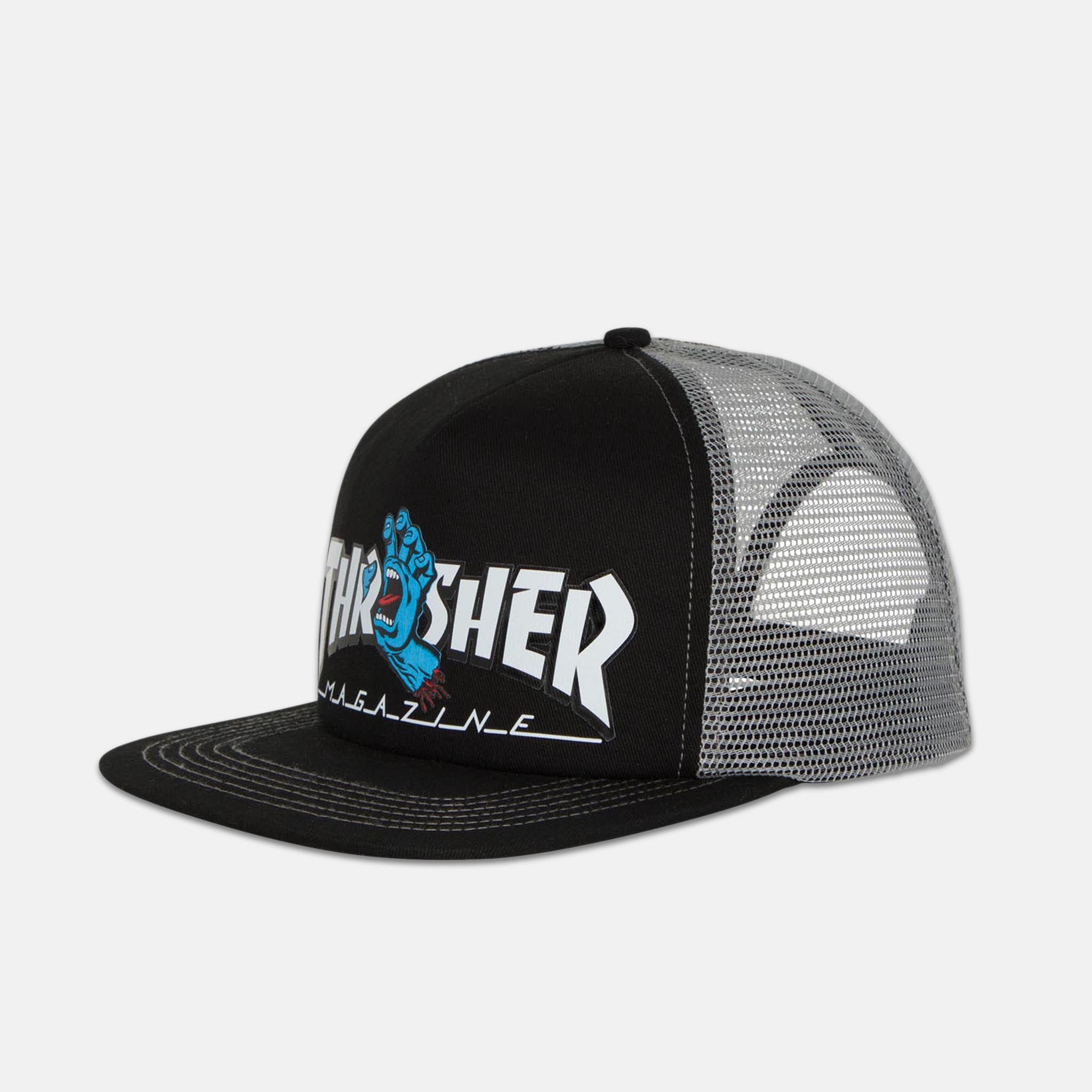 Santa Cruz Thrasher Screaming Logo Mesh Trucker Cap Black