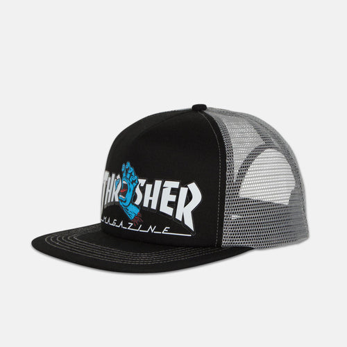Santa Cruz - Thrasher Screaming Logo Mesh Trucker Cap - Black / Grey