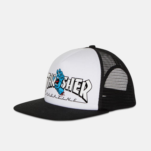 Santa Cruz - Thrasher Screaming Logo Mesh Trucker Cap - White / Black