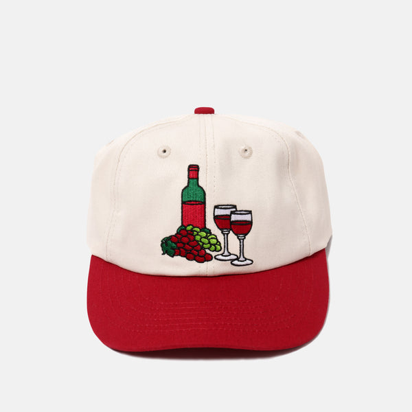 Skateboard Cafe - Vino Embroidered 6-Panel Cap - Cream / Red