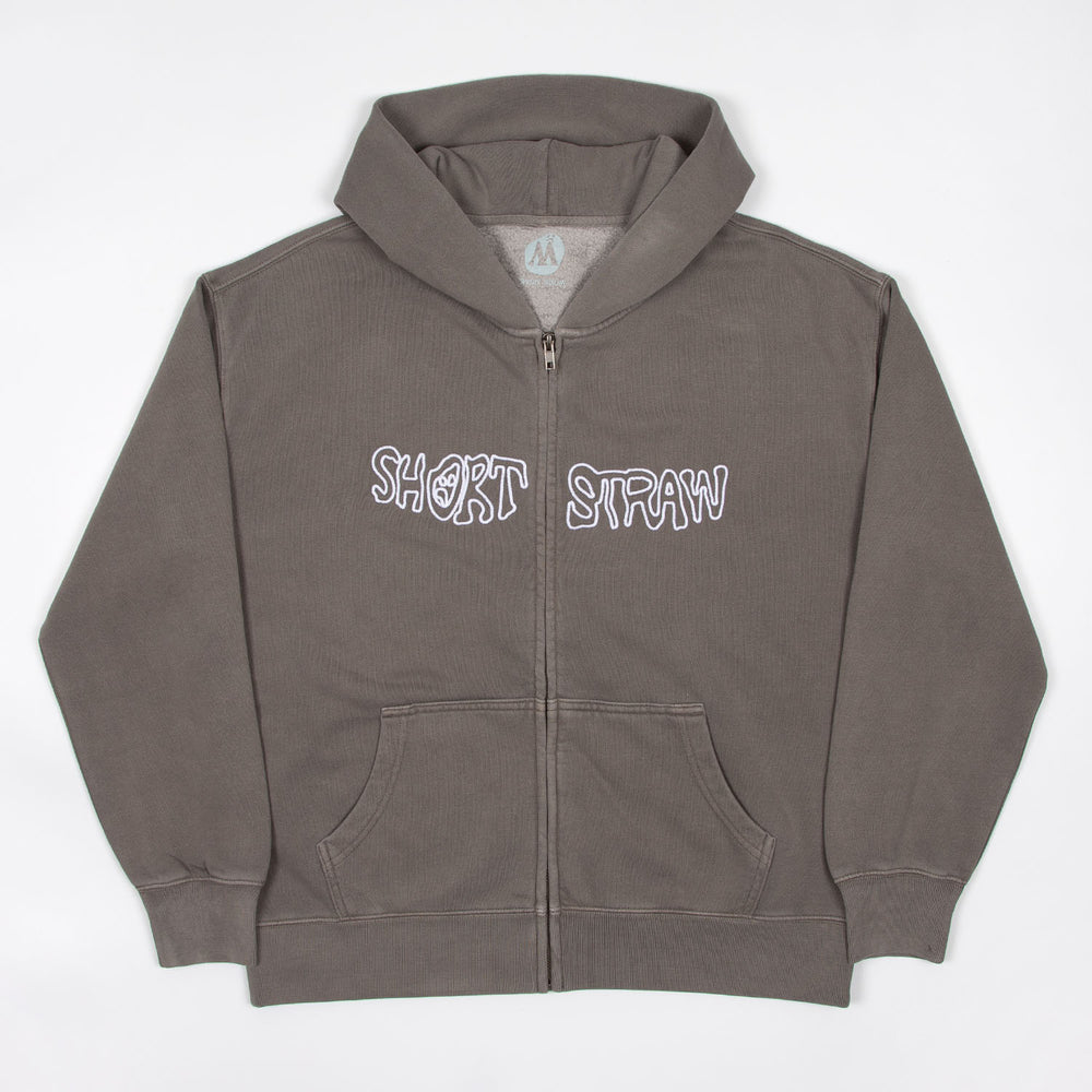 Short Straw - Warped Zip Hooded Sweatshirt - Faded Grey