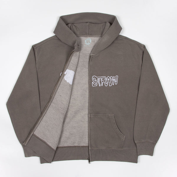 Short Straw - Warped Zip Hooded Sweatshirt - Faded Grey