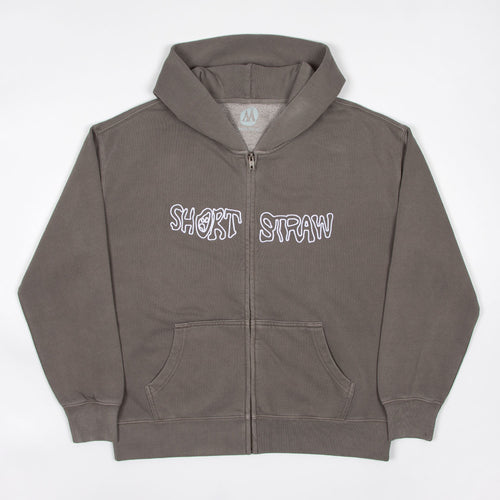 Short Straw - Warped Zip Hooded Sweatshirt - Faded Grey