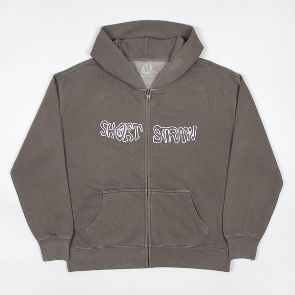Short Straw - Warped Zip Hooded Sweatshirt - Faded Grey