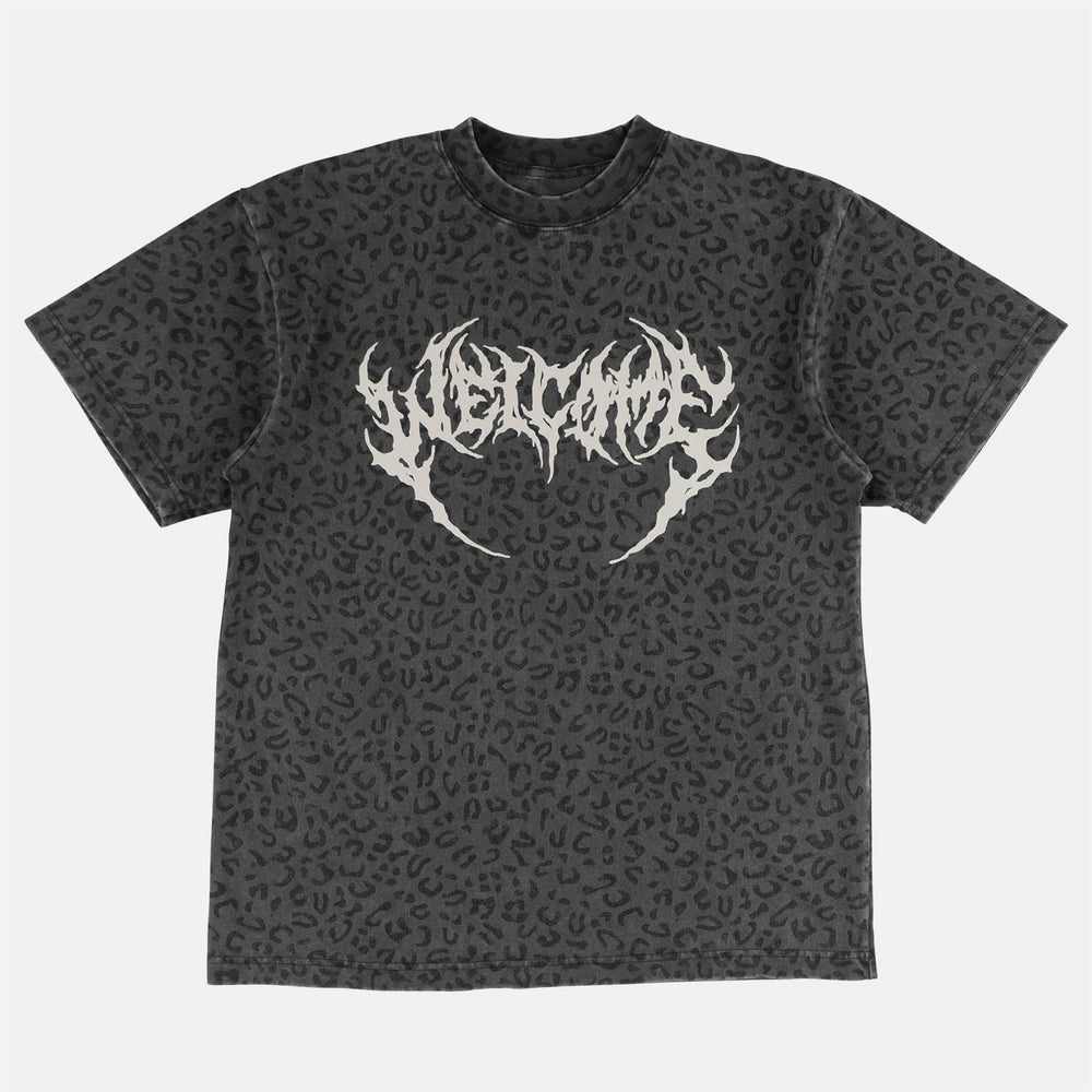 Welcome Skateboards - Fang Boxy-Garment Dyed T-Shirt - Vintage Black / Leopard