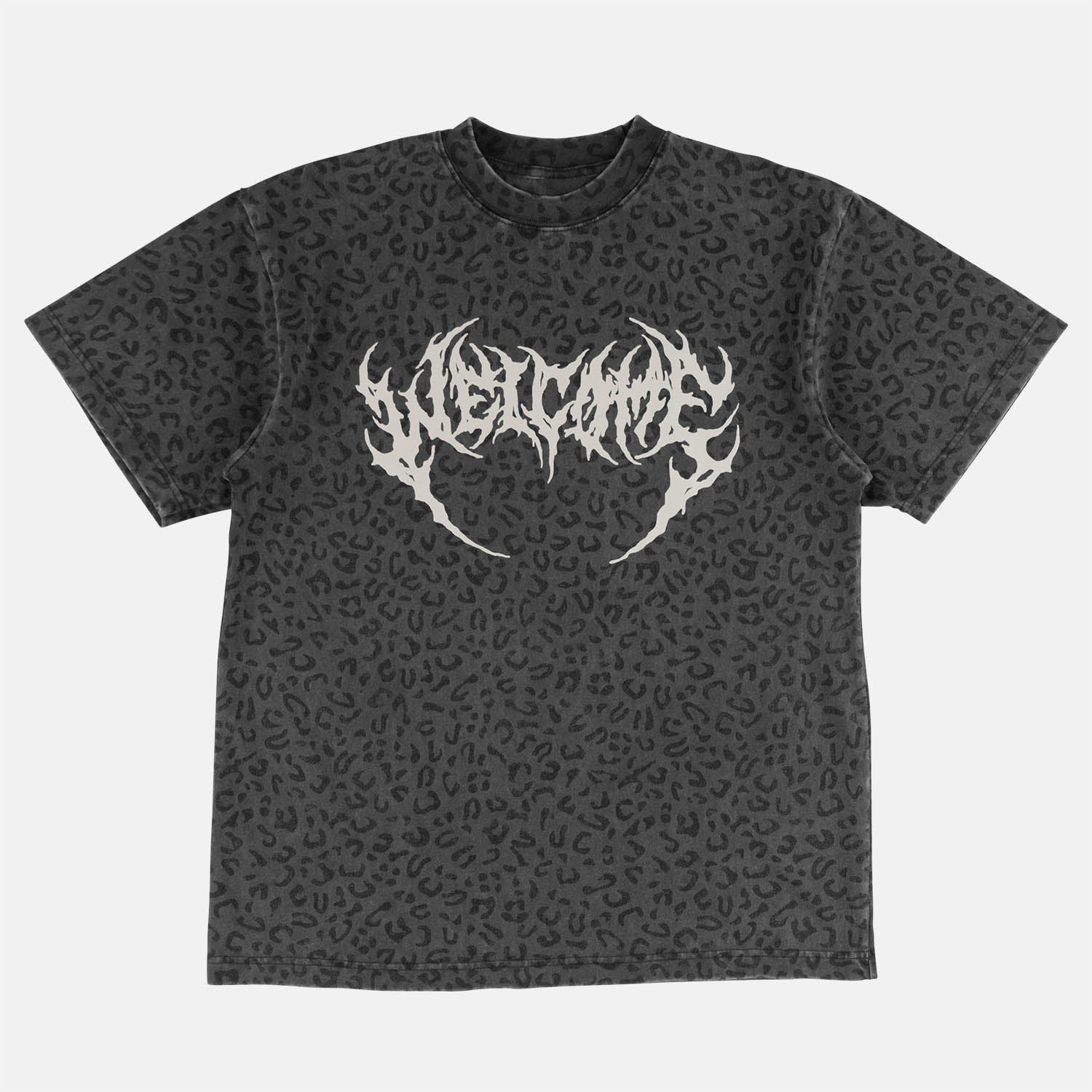 Welcome Skateboards - Fang Boxy-Garment Dyed T-Shirt - Vintage Black / Leopard