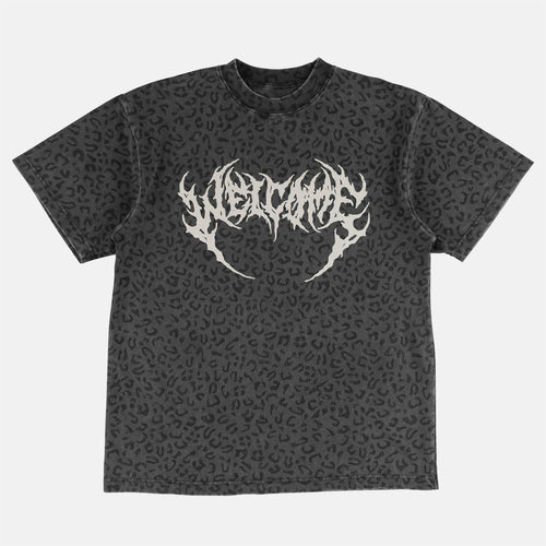 Welcome Skateboards - Fang Boxy-Garment Dyed T-Shirt - Vintage Black / Leopard