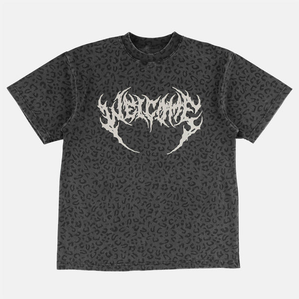 Welcome Skateboards - Fang Boxy-Garment Dyed T-Shirt - Vintage Black / Leopard