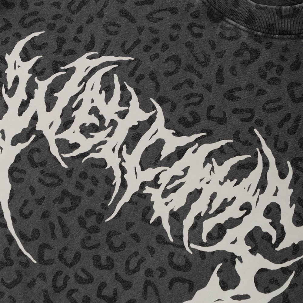 Welcome Skateboards - Fang Boxy-Garment Dyed T-Shirt - Vintage Black / Leopard