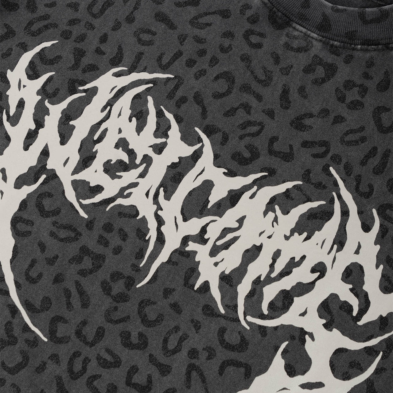 Welcome Skateboards - Fang Boxy-Garment Dyed T-Shirt - Vintage Black / Leopard