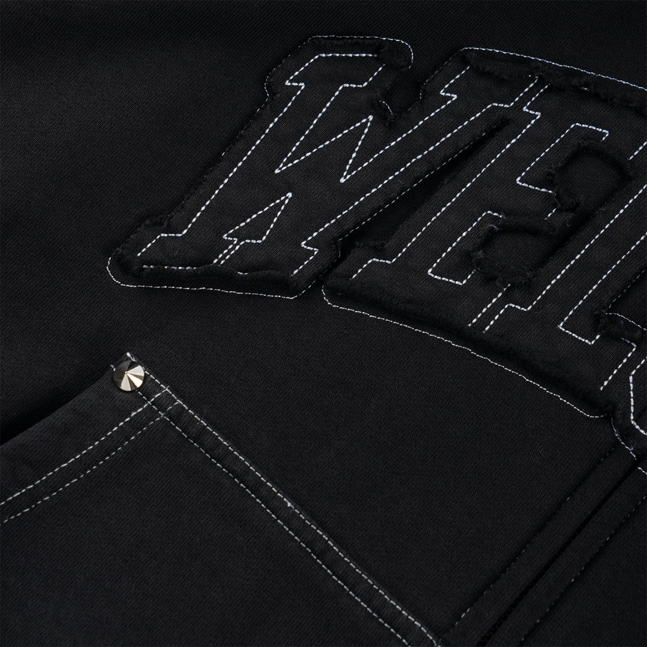 Welcome Skateboards - Kellen Cropped Stud Zip Hooded Sweatshirt - Black / White