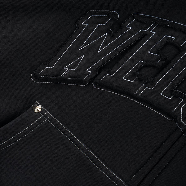 Welcome Skateboards - Kellen Cropped Stud Zip Hooded Sweatshirt - Black / White