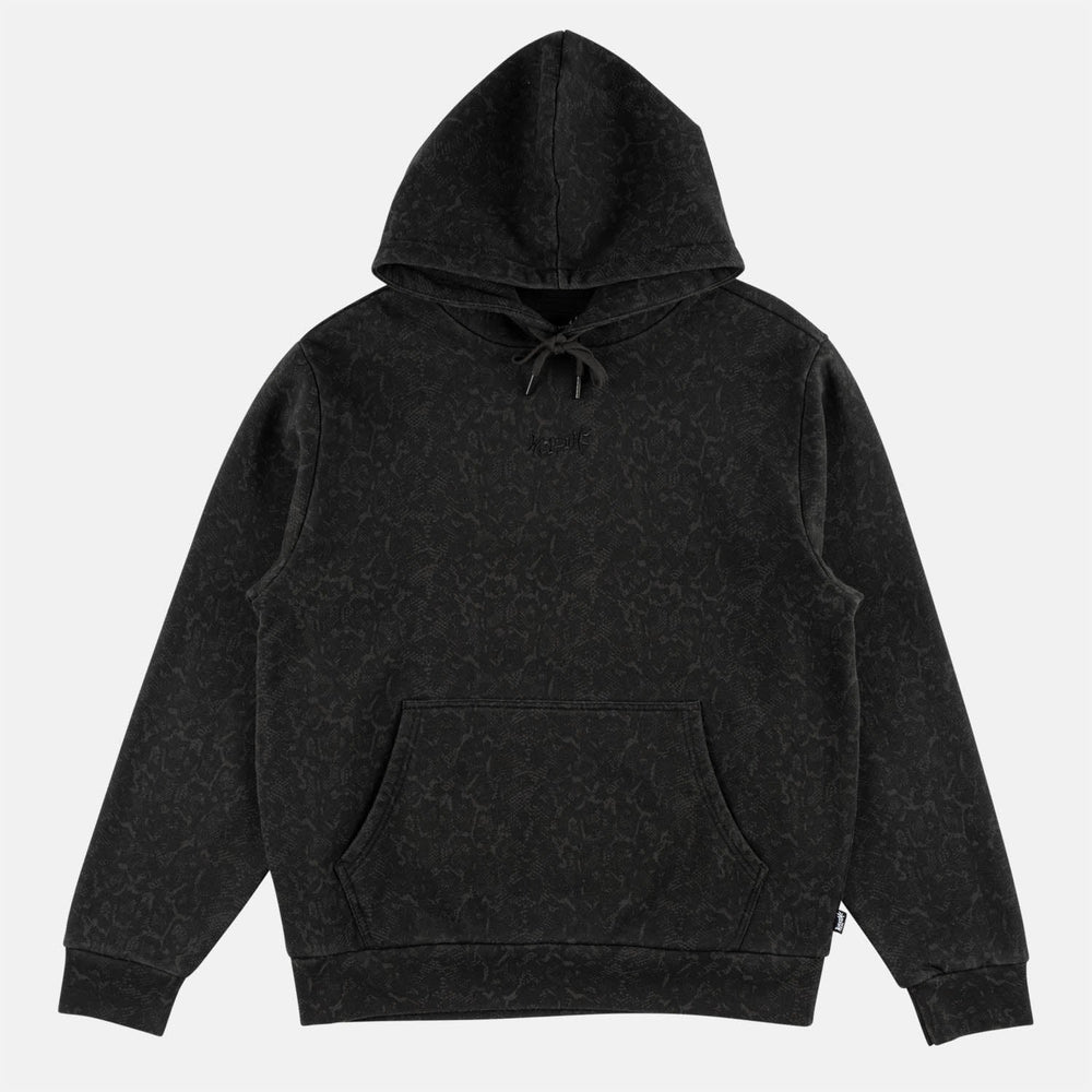 Welcome Skateboards - Serpent Enzyme-Washed Animal Print Pullover Hooded Sweatshirt - Black