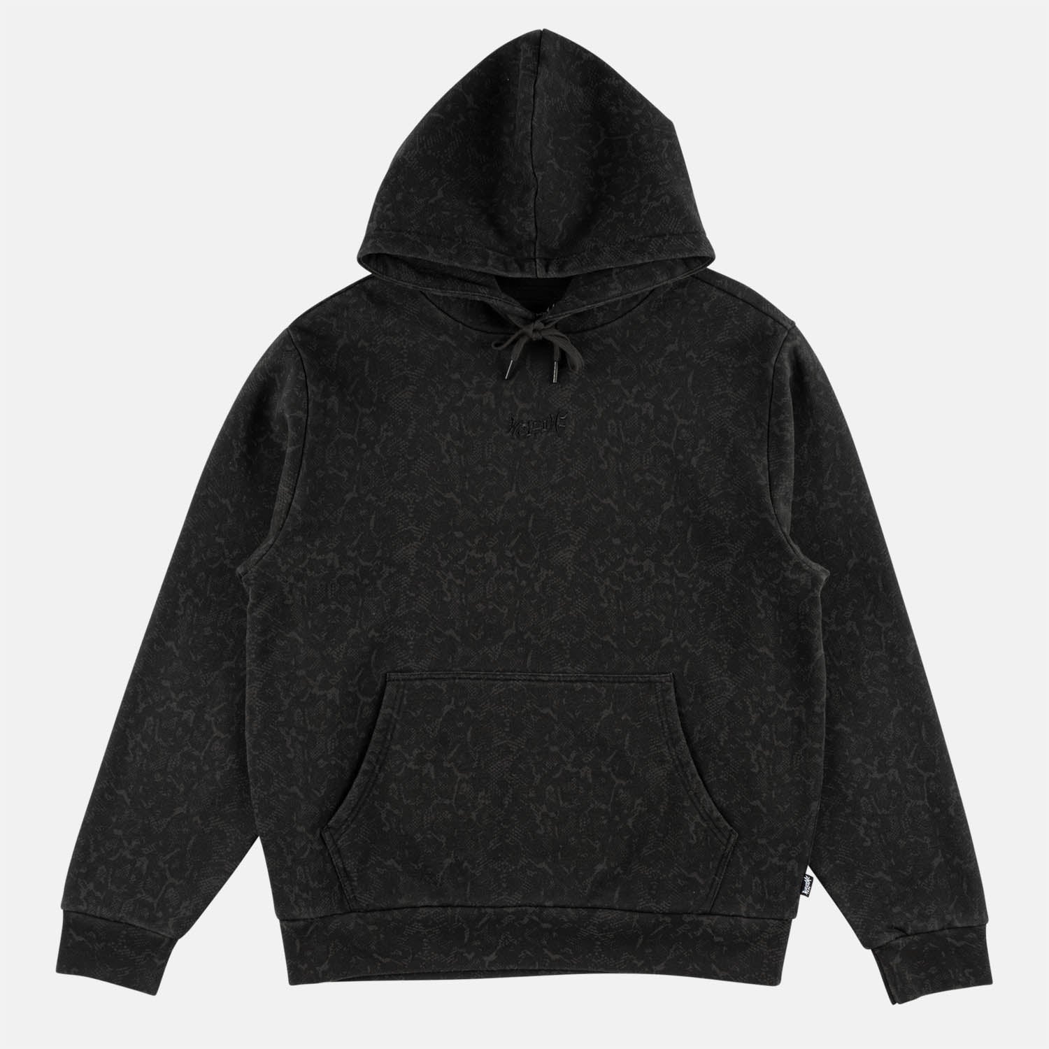 Welcome Skateboards - Serpent Enzyme-Washed Animal Print Pullover Hooded Sweatshirt - Black