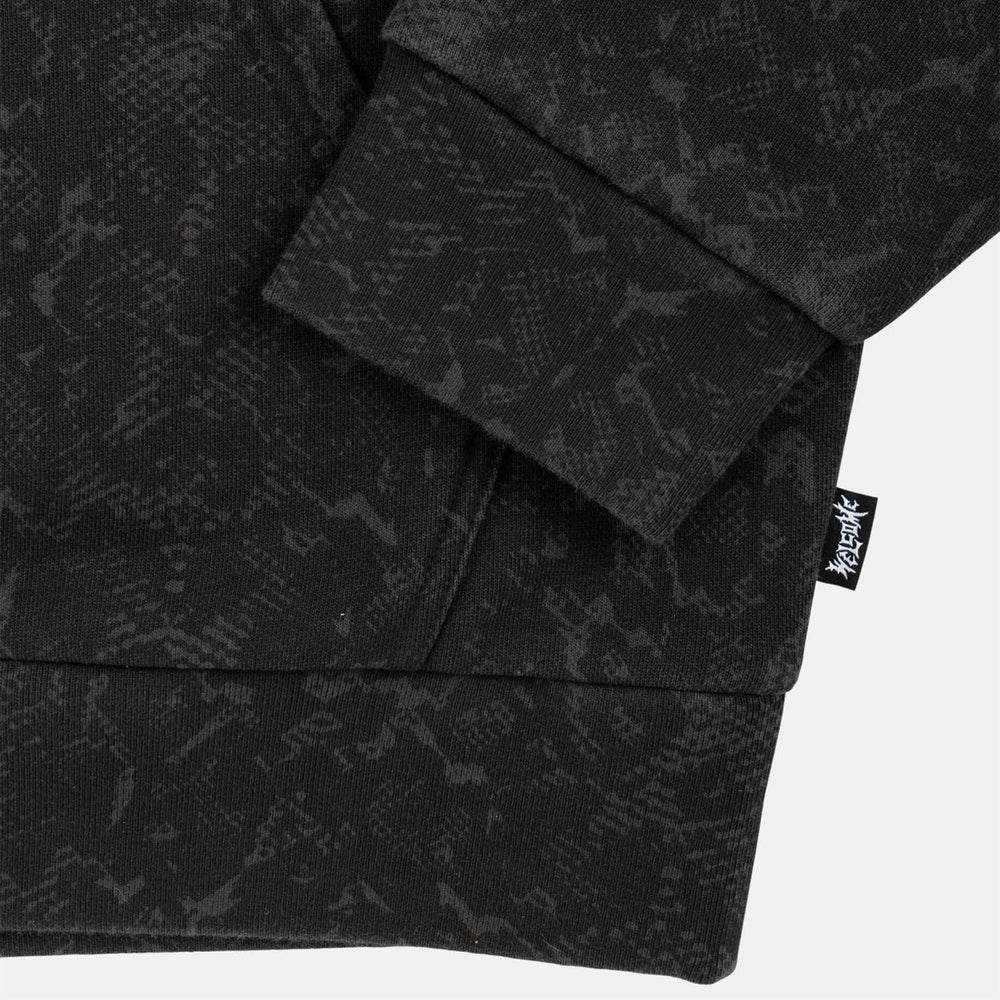 Welcome Skateboards - Serpent Enzyme-Washed Animal Print Pullover Hooded Sweatshirt - Black