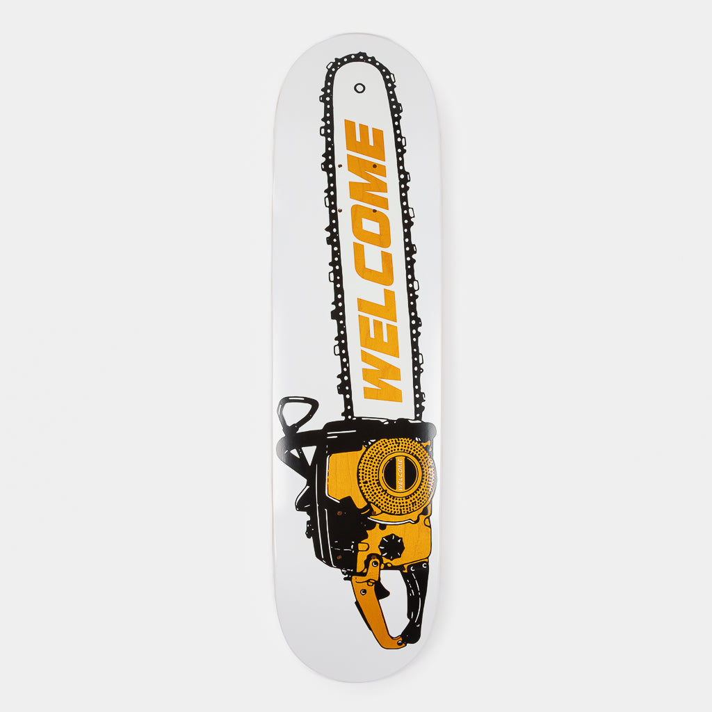 Welcome Skate Store 8.125" Chainsaw White And Orange Skateboard Deck