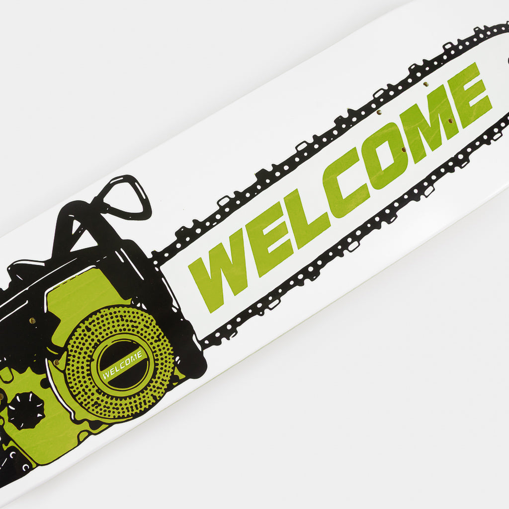Welcome Skate Store - 8.375" Chainsaw Skateboard Deck - White / Green
