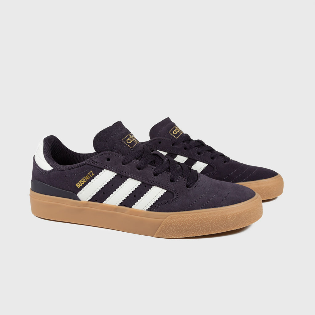 Adidas Skateboarding Auora Black  Purple And Gum Busenitz Vulc 2 Shoes