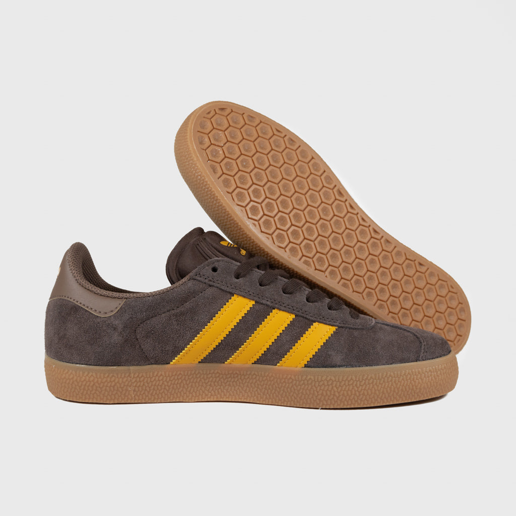 Adidas SkateboardingDark Brown And Preloved Yellow Gazelle ADV Shoes