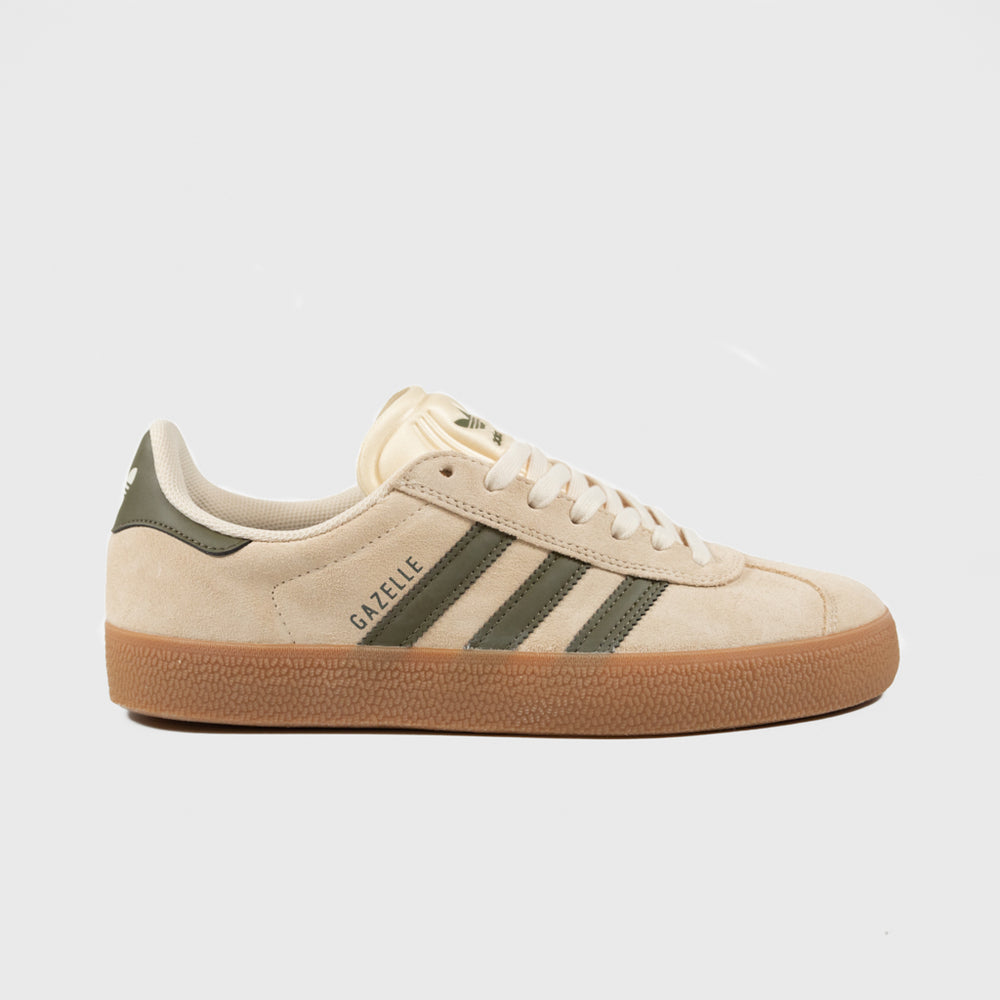 Adidas Skateboarding Gazelle ADV Shoes Ecru Tint Focus Olive