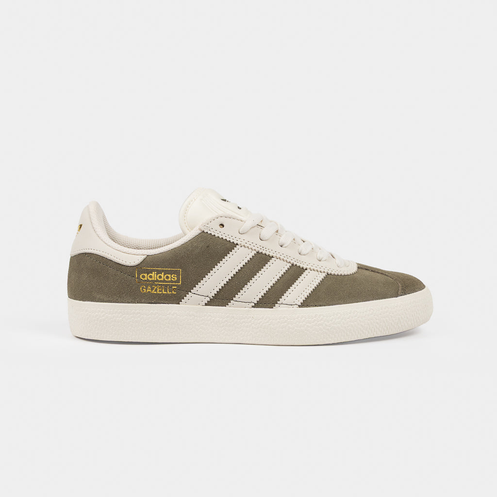 Adidas Skateboarding Olive Strata And White Suede Gazelle ADV Skate Shoes 