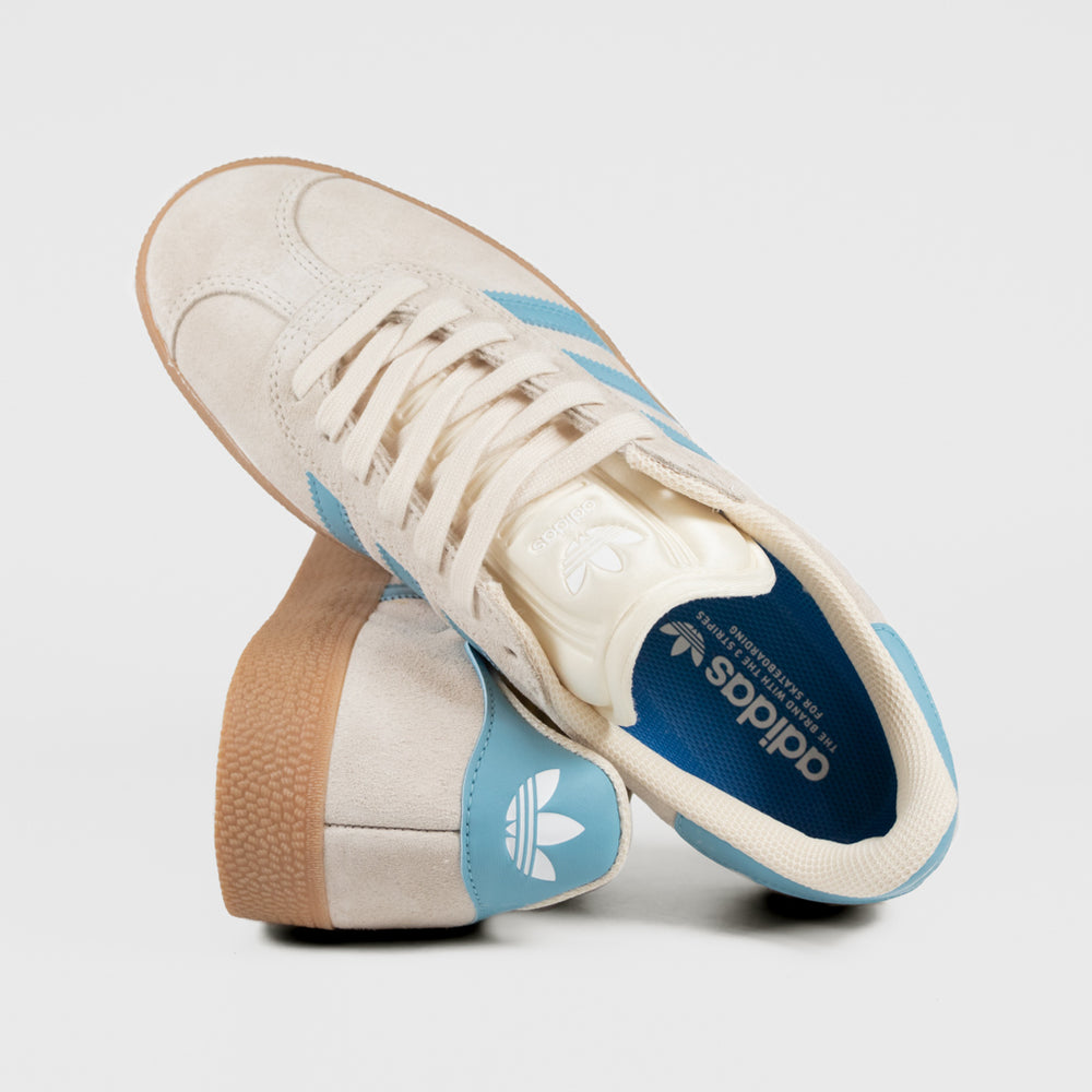 Adidas Skateboarding - Gazelle ADV Shoes - Wonder White / Preloved Blue Welcome Skate Store Adidas Skateboarding - Gazelle ADV Shoes - Wonder White / Preloved Blue Welcome Skate Store