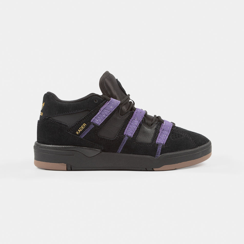 Adidas Skateboarding Kader Sylla Core Black And Collegiate Purple Suede Mid Top Skate Shoes