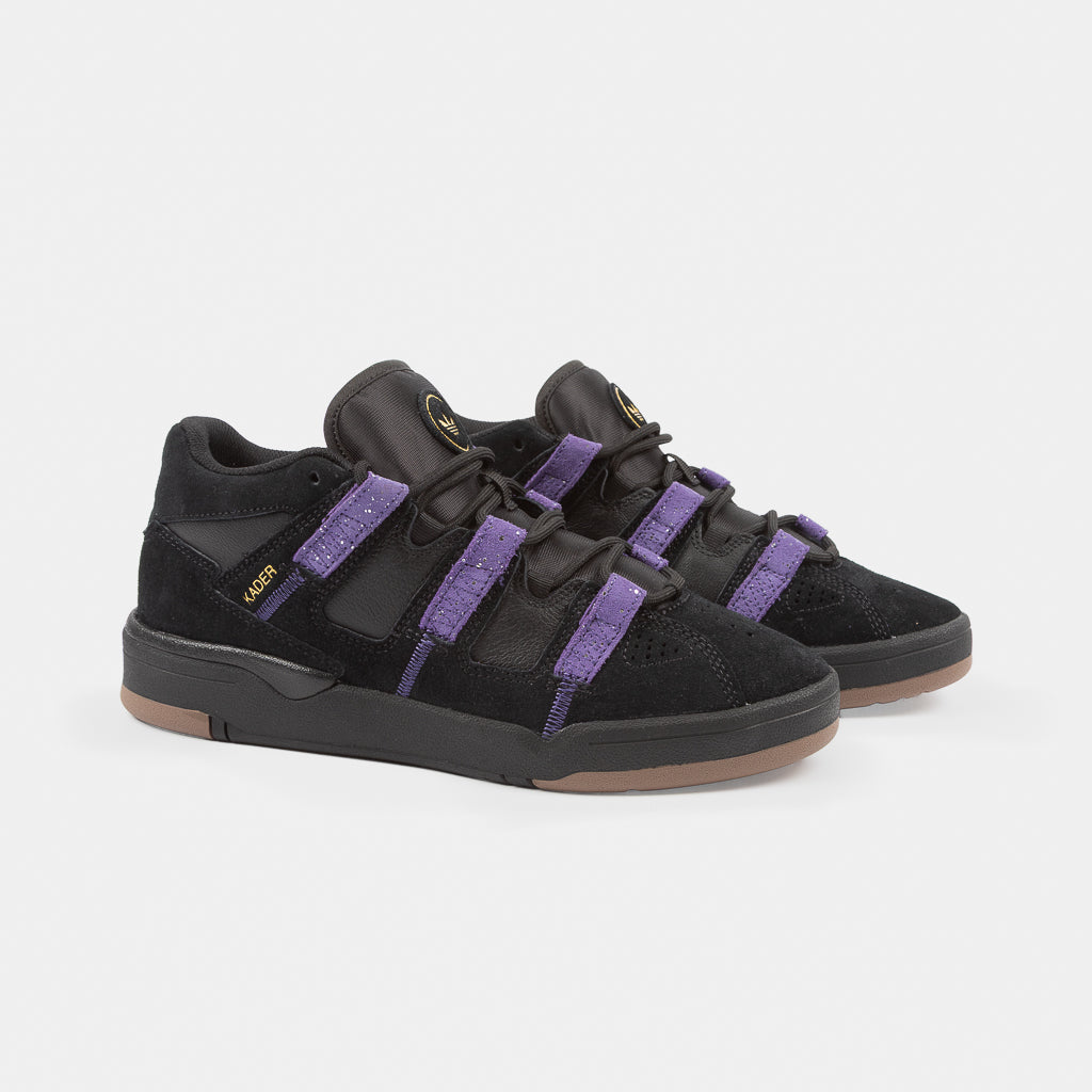 Adidas Skateboarding Kader Sylla Core Black And Collegiate Purple Suede Mid Top Skate Shoes