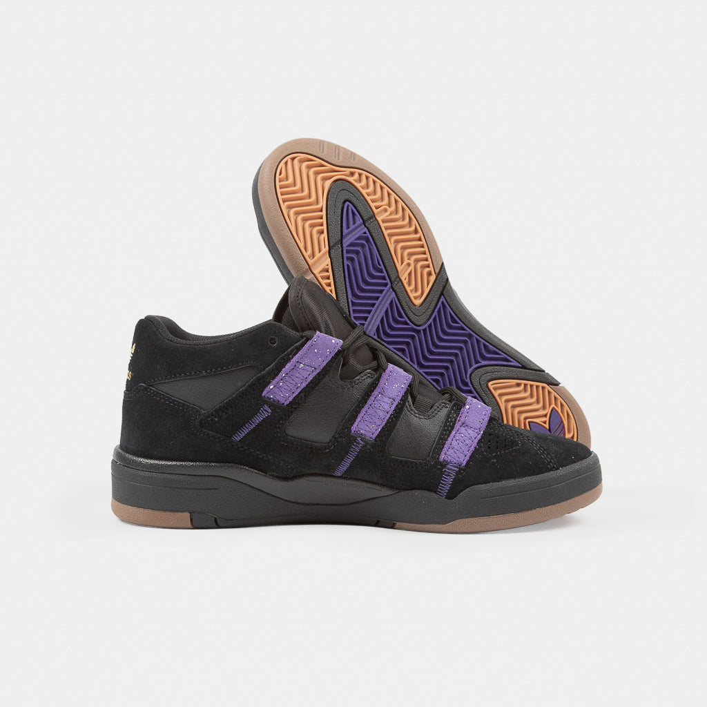Adidas Skateboarding Kader Sylla Core Black And Collegiate Purple Suede Mid Top Skate Shoes