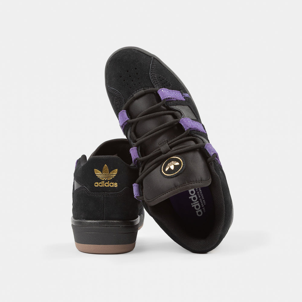 Adidas Skateboarding Kader Sylla Core Black And Collegiate Purple Suede Mid Top Skate Shoes