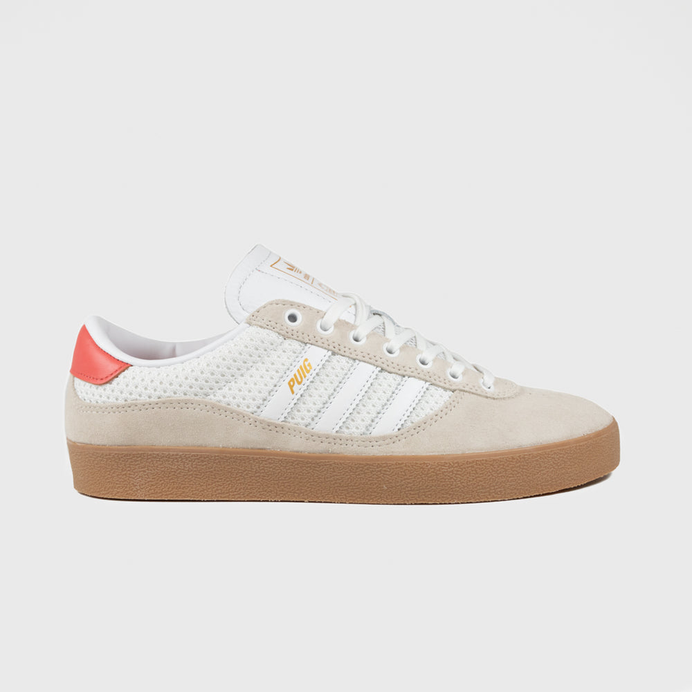 Adidas Skateboarding Wonder White And Gum Puig Indoor Shoes