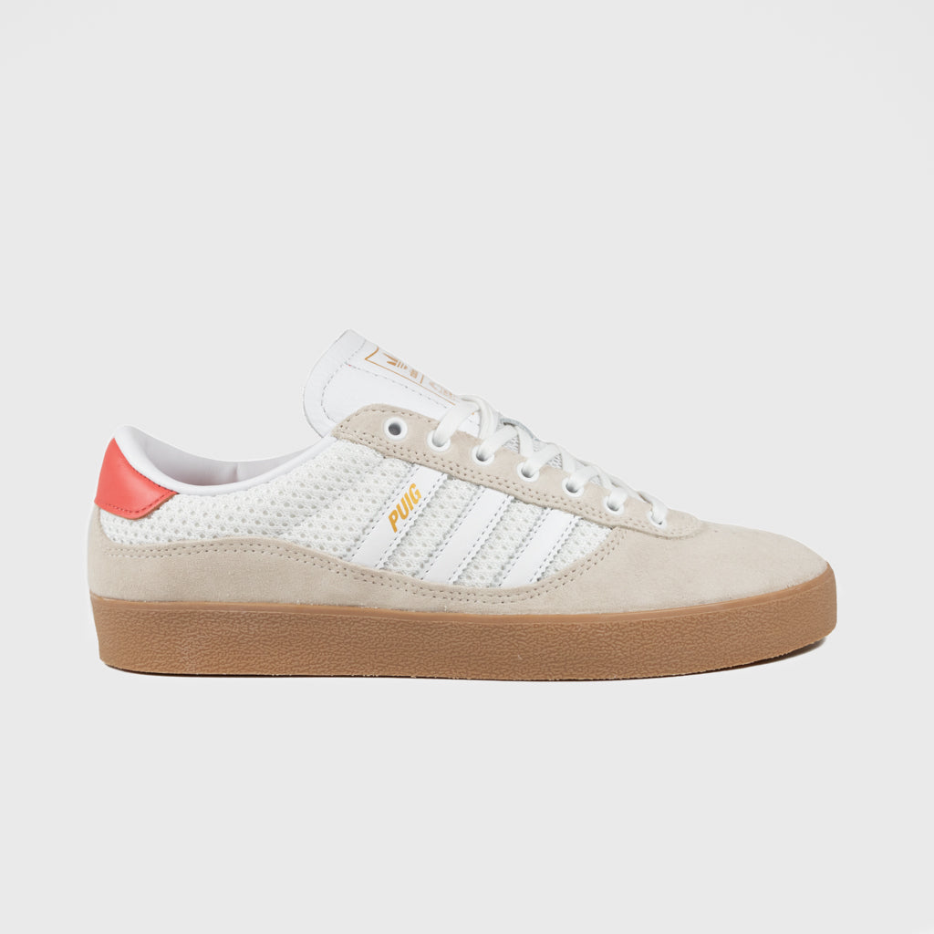 Adidas Skateboarding Wonder White And Gum Puig Indoor Shoes