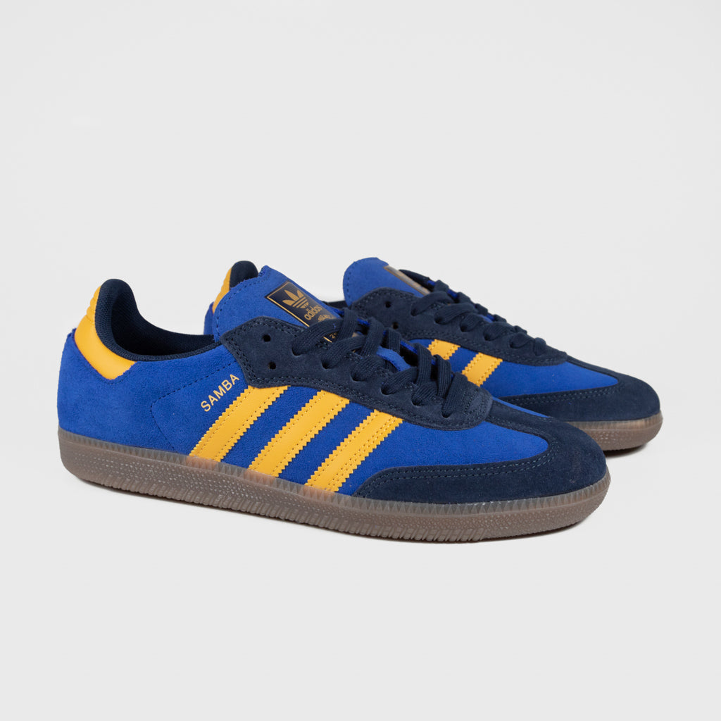 Adidas Skateboarding Royal Blue and Preloved Yellow Samba ADV Shoes