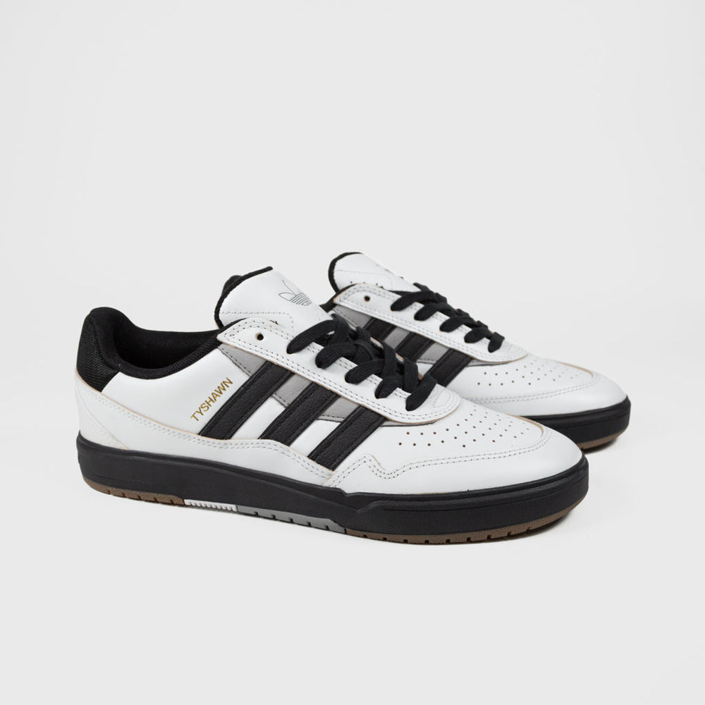 Adidas Skateboarding White and Black Leather Tyshawn II Shoes 