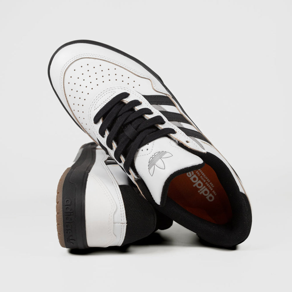 Adidas Skateboarding White and Black Leather Tyshawn II Shoes 