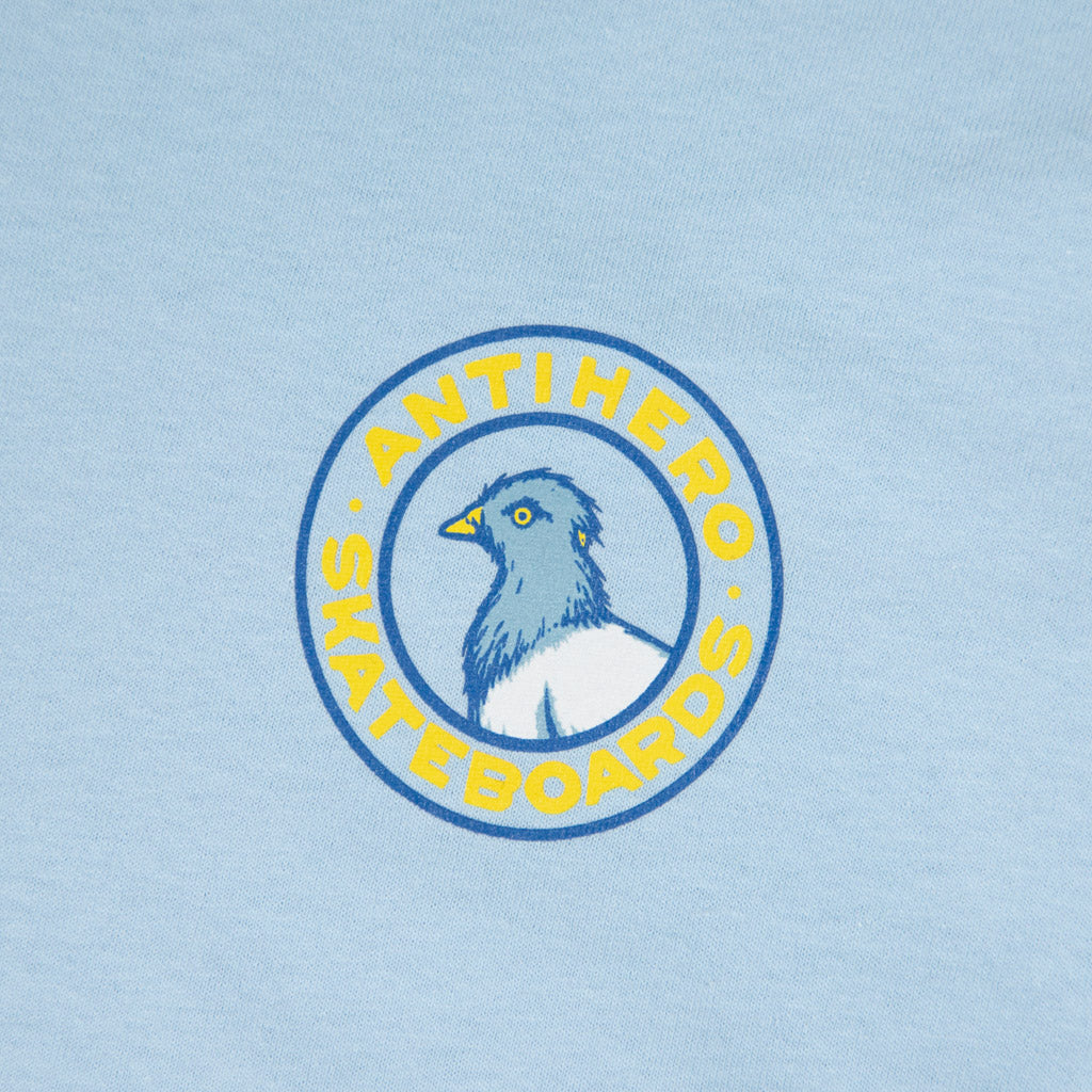Anti Hero Skateboards Pigeon Round Light Blue T-Shirt Front Print