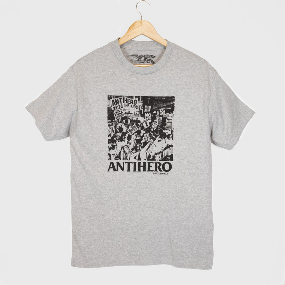 Anti Hero Skateboards - Antihero Sucks T-Shirt - Heather Grey / Black