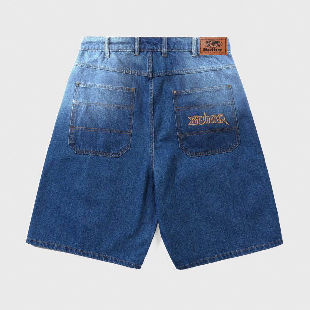 Butter Goods Washed Slub Blue Encounter Denim Shorts