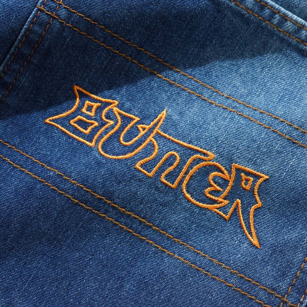 Butter Goods Washed Slub Blue Encounter Denim Shorts Embroidery