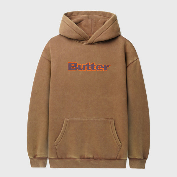 Butter Goods - Nylon Logo Applique Pullover Hooded Sweatshirt - Brown