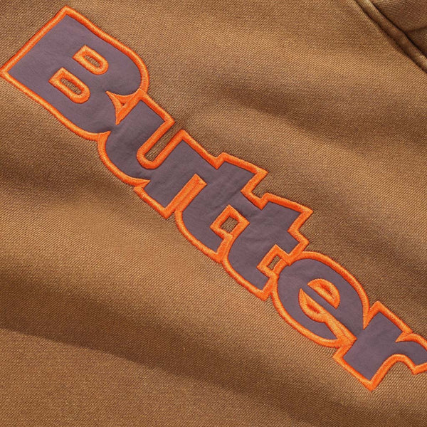 Butter Goods - Nylon Logo Applique Pullover Hooded Sweatshirt - Brown