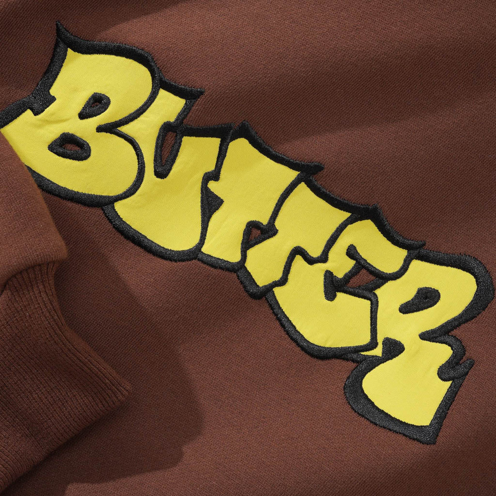 Butter Goods - Perspective Applique Pullover Hooded Sweatshirt - Chocolate