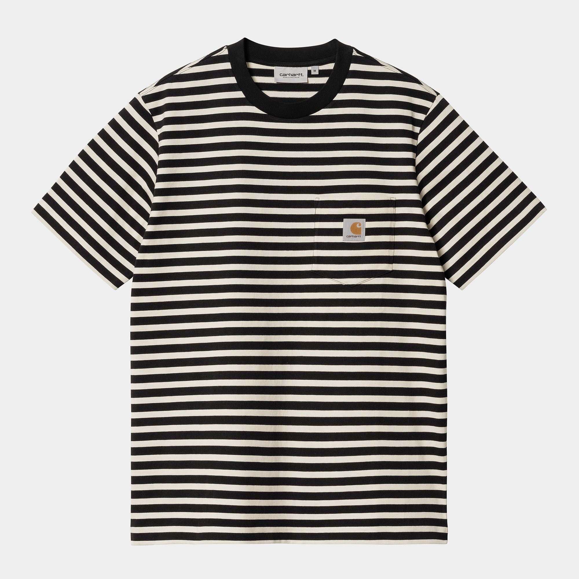 Carhartt WIP Salt White And Black Seidler Stripe Pocket T-Shirt