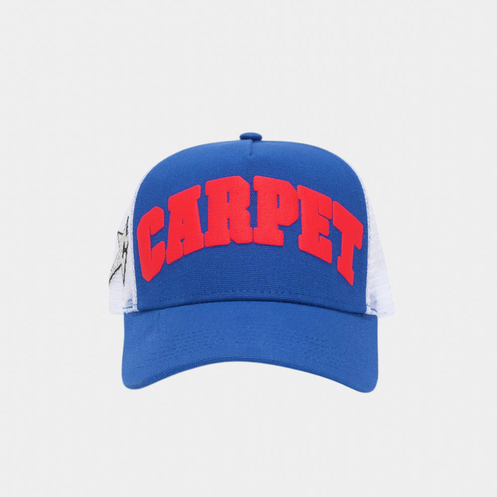 Carpet Company Blue And White Varsity Trucker Cap